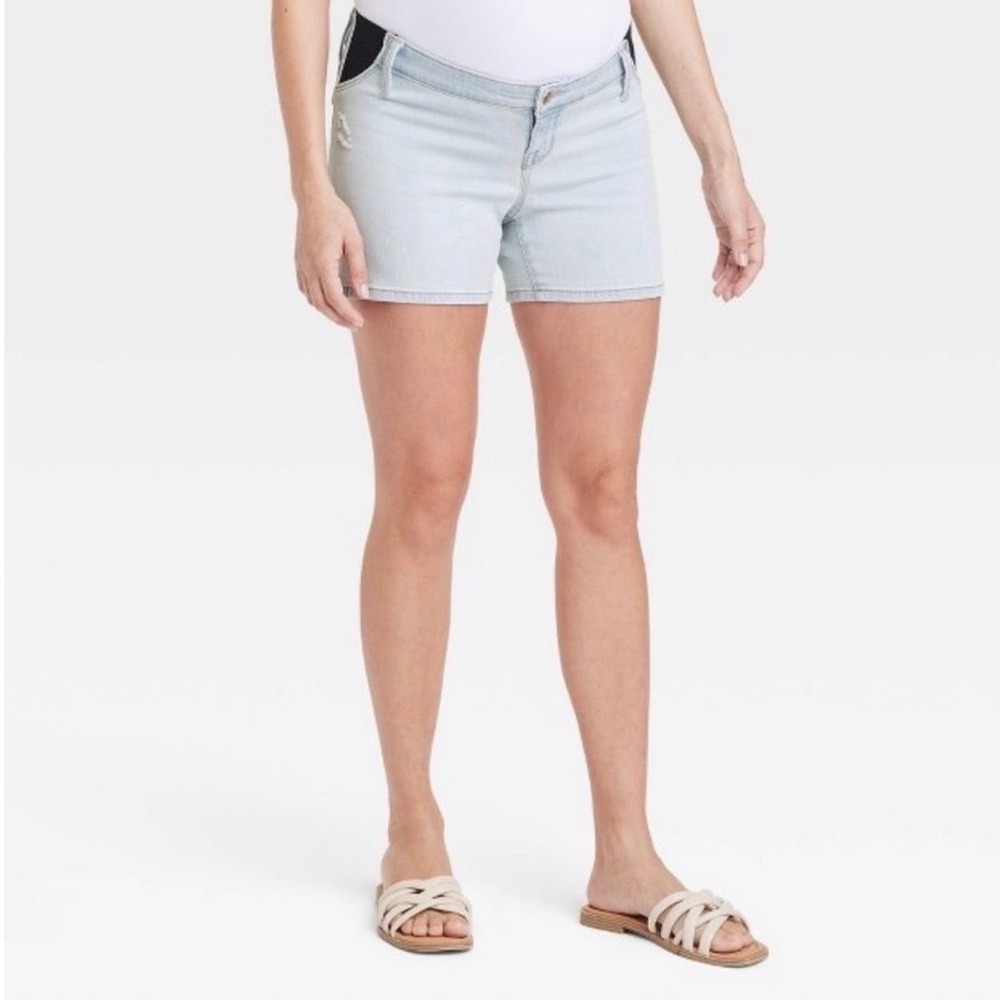 Isabel Maternity by Ingrid & Isabel Under Belly Denim Shorts Size 14 NWOT